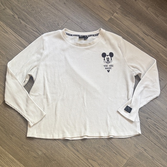 Primark Tops - Primark | Disney Mickey Mouse Oversized Off White Ribbed Long Sleeve Size XL